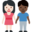 woman and man holding hands, light skin tone, dark skin tone